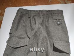SWEDISH MILITARY Wool Cargo Pants Gray Greenish Heavy VTG NWT Army Surplus, 35 W