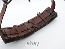 SWISS ARMY Military Brown Leather Belt Bandolier Ammo Cases Pouch Pouches 1935
