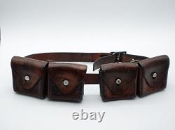 SWISS ARMY Military Brown Leather Belt Bandolier Ammo Cases Pouch Pouches 1935