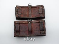 SWISS ARMY Military Brown Leather Belt Bandolier Ammo Cases Pouch Pouches 1935