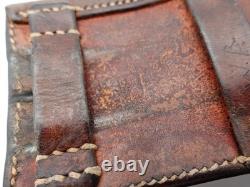 SWISS ARMY Military Brown Leather Belt Bandolier Ammo Cases Pouch Pouches 1935
