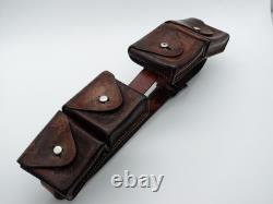 SWISS ARMY Military Brown Leather Belt Bandolier Ammo Cases Pouch Pouches 1935