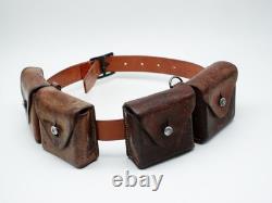 SWISS ARMY Military Brown Leather Belt Bandolier Ammo Cases Pouch Pouches 1940