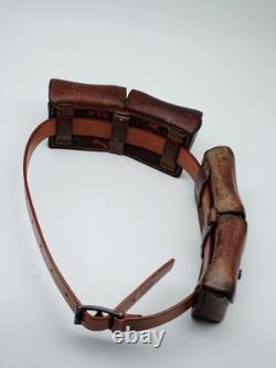 SWISS ARMY Military Brown Leather Belt Bandolier Ammo Cases Pouch Pouches 1940