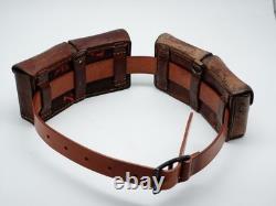 SWISS ARMY Military Brown Leather Belt Bandolier Ammo Cases Pouch Pouches 1940