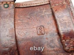 SWISS ARMY Military Brown Leather Belt Bandolier Ammo Cases Pouch Pouches 1940