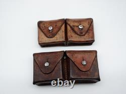 SWISS ARMY Military Brown Leather Belt Bandolier Ammo Cases Pouch Pouches 1940