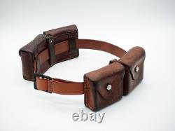 SWISS ARMY Military Brown Leather Belt Bandolier Ammo Cases Pouch Pouches 1950
