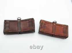 SWISS ARMY Military Brown Leather Belt Bandolier Ammo Cases Pouch Pouches 1950
