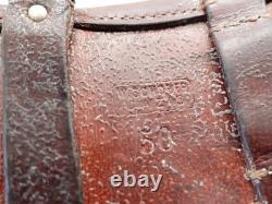 SWISS ARMY Military Brown Leather Belt Bandolier Ammo Cases Pouch Pouches 1950