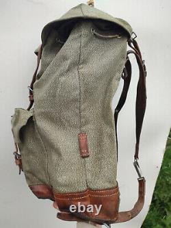 SWITZERLAND Swiss Army Military Backpack Rucksack Leather Vintage BIG