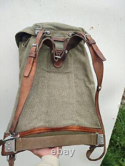SWITZERLAND Swiss Army Military Backpack Rucksack Leather Vintage BIG