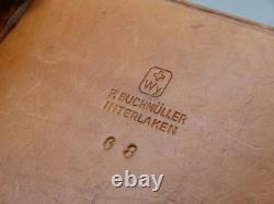 Suberb Swiss Army Military Leather Shoulder Bag Officier Switzerland Brown 1968