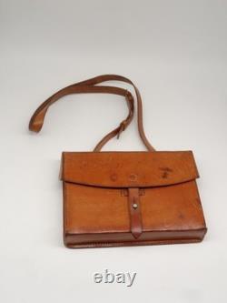 Suberb Swiss Army Military Leather Shoulder Bag Officier Switzerland Brown 1968