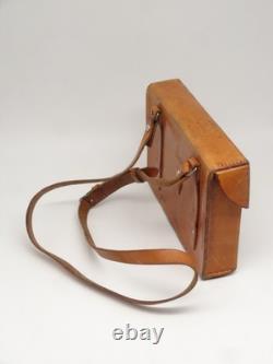 Suberb Swiss Army Military Leather Shoulder Bag Officier Switzerland Brown 1968