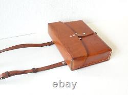 Suberb Swiss Army Military Leather Shoulder Bag Officier Switzerland Brown 1971