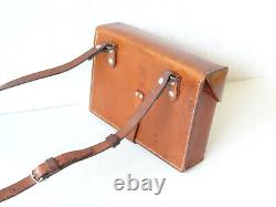 Suberb Swiss Army Military Leather Shoulder Bag Officier Switzerland Brown 1971