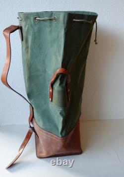 Superb Swiss Army Military Sea bag backpack Canvas Leather Seesack 1969 Vintage