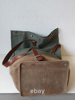 Superb Swiss Army Military Sea bag backpack Canvas Leather Seesack 1969 Vintage