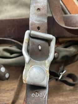 Swedish Army M39 Backpack Canvas & Leather Rucksack Metal Frame Vtg WW2 Military