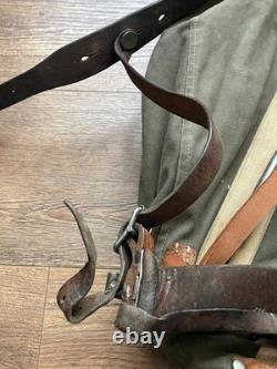 Swedish Army M39 Backpack Canvas & Leather Rucksack Metal Frame Vtg WW2 Military