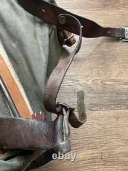 Swedish Army M39 Backpack Canvas & Leather Rucksack Metal Frame Vtg WW2 Military