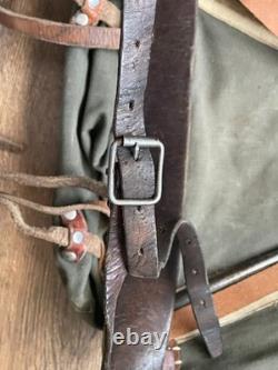 Swedish Army M39 Backpack Canvas & Leather Rucksack Metal Frame Vtg WW2 Military