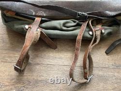 Swedish Army M39 Backpack Canvas & Leather Rucksack Metal Frame Vtg WW2 Military
