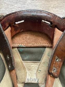 Swedish Army M39 Backpack Canvas & Leather Rucksack Metal Frame Vtg WW2 Military
