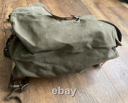Swedish Army M39 Backpack Canvas & Leather Rucksack Metal Frame Vtg WW2 Military