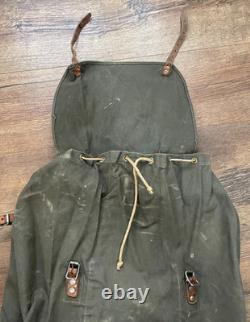 Swedish Army M39 Backpack Canvas & Leather Rucksack Metal Frame Vtg WW2 Military