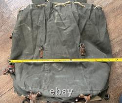 Swedish Army M39 Backpack Canvas & Leather Rucksack Metal Frame Vtg WW2 Military