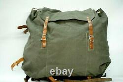 Swedish Army Military Framed Canvas Leather Backpack Ruck