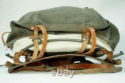 Swedish Army Military Framed Canvas Leather Backpack Ruck