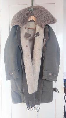 Swedish Military Utrustningar canvas and sheepskin lined coat