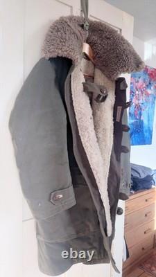 Swedish Military Utrustningar canvas and sheepskin lined coat