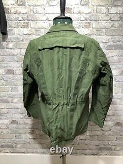 Swedish army Airforce Para Tank Driver Jacket 70s 80s Military Smock Khaki S