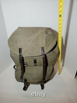 Swiss Army 1962 Vintage Leather and Canvas Military Heavy Duty Rucksack & Duffle