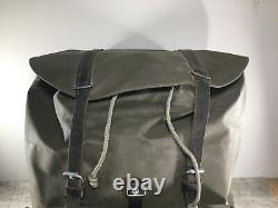 Swiss Army 1980s Rubberized Nylon & Leather Green Mountain Rucksack Bag Vintage