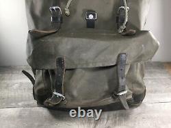 Swiss Army 1980s Rubberized Nylon & Leather Green Mountain Rucksack Bag Vintage