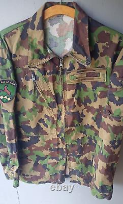 Swiss Army Camouflage Taz 90 Combat Jacket with Military Sleeve Chevron Size 48N