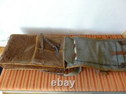 Swiss Army Cowhide Leather Backpack Rucksack 1944 Military Fur Vintage