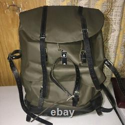 Swiss Army Military Backpack Leather Rubberized Waterproof Rucksack Bag EUC