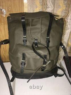 Swiss Army Military Backpack Leather Rubberized Waterproof Rucksack Bag EUC