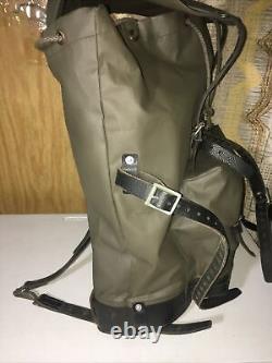 Swiss Army Military Backpack Leather Rubberized Waterproof Rucksack Bag EUC