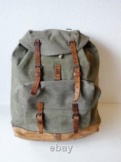 Swiss Army Military Backpack Rucksack 1954 Canvas Salt & Pepper Switzerland RAR