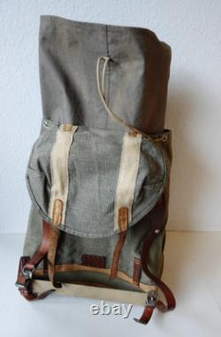 Swiss Army Military Backpack Rucksack 1954 Canvas Salt & Pepper Switzerland RAR