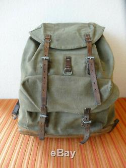 Swiss Army Military Backpack Rucksack 1957 CH Canvas Salt & Pepper