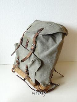 Swiss Army Military Backpack Rucksack 1959 Canvas Salt & Pepper Switzerland RAR