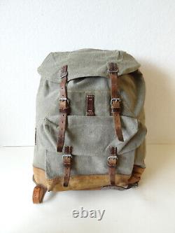 Swiss Army Military Backpack Rucksack 1959 Canvas Salt & Pepper Switzerland RAR